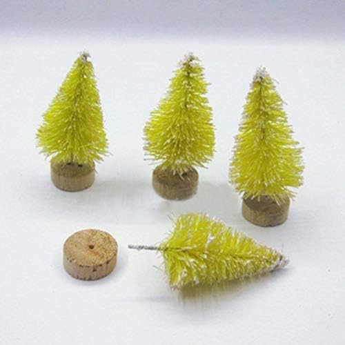 Pretyzoom 25pcs Umjetno mini božićno drvce Sisal stabla s drvenim baznim bocama četkica plastična zimska snježni ukrasi stabla za izradu,