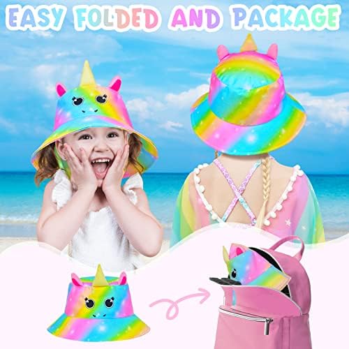 Dječji šešir za sunčanje s UV zaštitom jednorog ljetni šeširi za igru na plaži širokog oboda s preklopom na vratu za djevojčice od