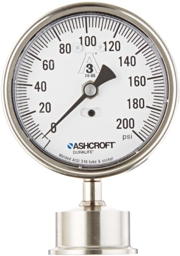 Ashcroft tip 1032 kućište od nehrđajućeg čelika suho napunjeno sanitarni tlak, cijev od nehrđajućeg čelika, utičnica i dijafragma,