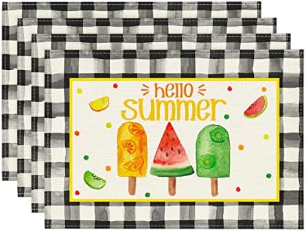 ARTOID MODE BUFFALO Klad sladoled Hello Ljetni trkač za stol, sezonska kuhinjska ukras za trčanje za dekor kućne zabave 13x72 inča