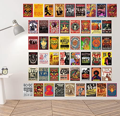 Rock Band plakat albuma omoti Vintage rock poster za sobu estetiku 50 pcs retro bend zidni kolaž za zid za zidni dekor 70s 80s 90s