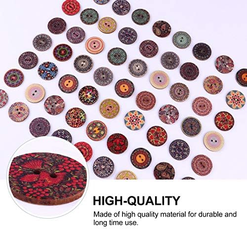 Milisten Vintage dekor drveni gumbi 15 mm okrugli miješani šareni dvobojni cvjetni ukrasni gumbi za DIY šivanje zanata, šešir za pletenje,