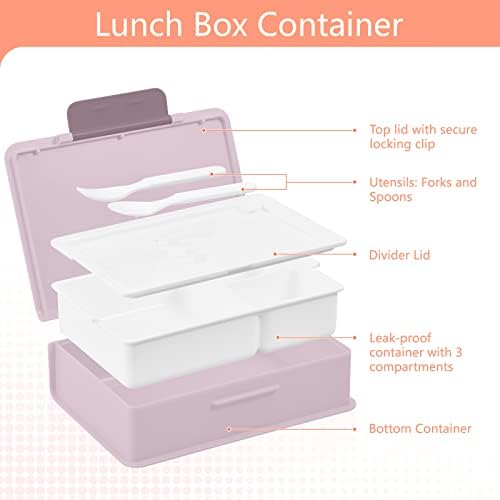 Bento kutije za ručak i ručak za odrasle / djecu nepropusna kutija za ručak ružičasti spremnici za ručak za posao / školu/piknik