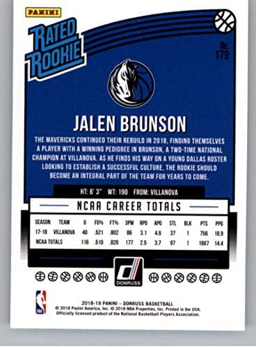 2018-19 Donruss 179 Jalen Brunson Dallas Mavericks Rookie košarka