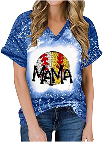 ljetna bluza za Majčin dan za žene u obliku slova u, labavi Dekolte, majice za Bejzbol s printom i kratkim rukavima, elegantne tunike,