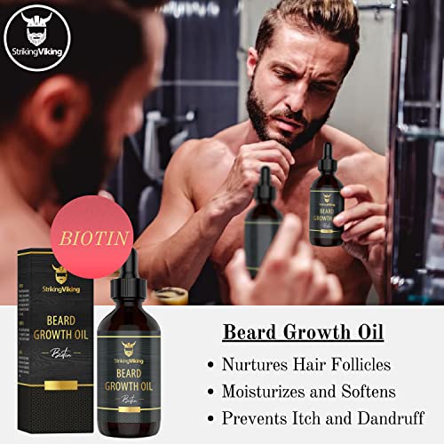 Komplet za rast brade-brada-valjak za rast kose kod muškaraca-Biotinsko ulje za rast brade-brada-valjak komplet za zadebljanje i kondicioniranje