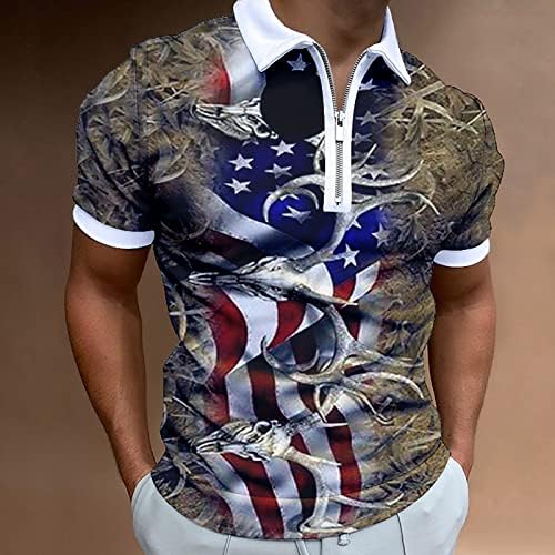 2023. Nova muška američka zastava Patriotska košulja za muškarce 4. srpnja mišića mišića odbijaju majice s ovratnicima vitke fit tajice