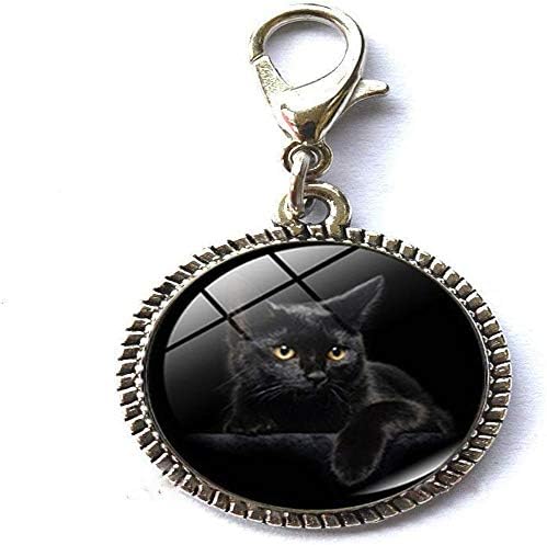Modna Vintage amulet narukvica s fotografijom crne mačke, privjesak s patentnim zatvaračem, šarm s jastogom, nakit s patentnim zatvaračem