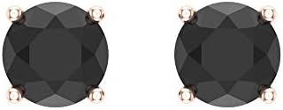 Crne dijamantne naušnice za ženske muške djevojke s dijamantnim klinovima okruglog reza poklon kutija za autentičnu karticu od 14k