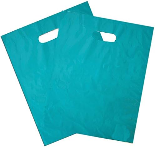 50 plastičnih vrećica za robu veličine 12.15 cm u sjajnoj tirkizno plavoj boji s ručkama