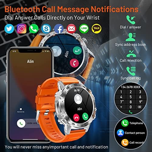 Jugevi pametni satovi za muškarce Bluetooth Poziv za iPhone i Android telefone kompatibilni s otkucajem srca, krvnim kisikom i monitorom
