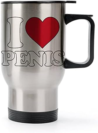Obožavam penis 14oz putnička šalica vakuuma izolirana boca od nehrđajućeg čelika visoka latte šalica s poklopcem i ručkom