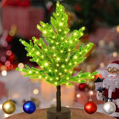 Osvijetljeni mini božićno drvce Dekoracija stola, unaprijed osvijetljeno umjetno malo božićno drvce, Xmas Tree s 80 LED svjetla ukrašenih