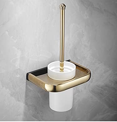 UpBeer za kupaonicu Postavka Zlatna crna polica za kupaonicu, nosač za ručnike, držač za papir za vješanje ručnika, WC -ov četkica