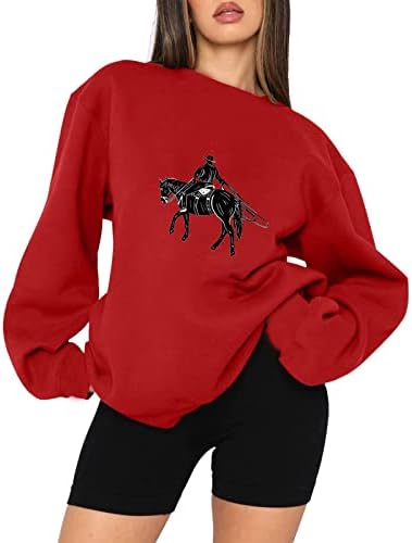 Predimenzionirana košulja za rame za žene zapadne kaubojske dukserice modna modna pulover dugih rukava tunika tinejdžera