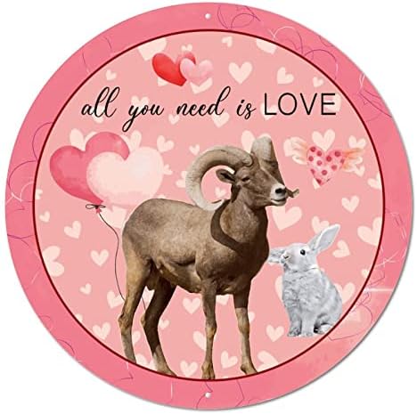 Valentinovo Sve što trebate je ljubavna farma ovčarski vintage okrugli metalni znak metalni plakat plakat plakat opušten natpis za