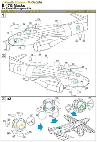 Metalni detalji MDM4808-1/48 B-17G. Maske za model ljestvice zrakoplova revell/monogram kit