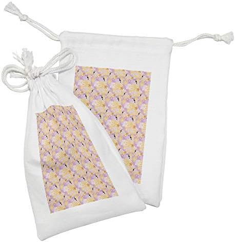 Ambsonne Tropska tkanina set od 2, uzorak za djevojčice nadahnute havajskim džunglama s papigama, mala vreća za vuču za toaletne potrepštine