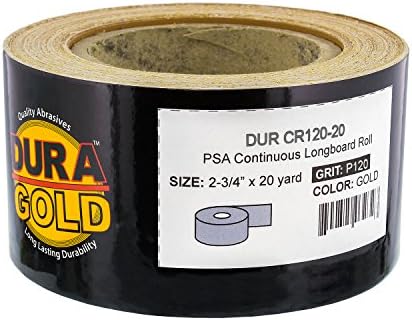 Dura -Gold Premium 120 Grit Gold PSA Longboard brusni papir 20 dvorišta kontinuirano kontinuirano kolut i dura -gold - čisto zlatno