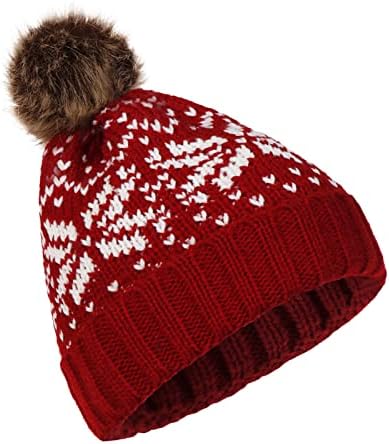 Zimski šeširi za žene pletene beanie snježne pahuljice božićni nejasan pom šešir odmrznut topli vuneni bejzbol kape muške odjeće tata
