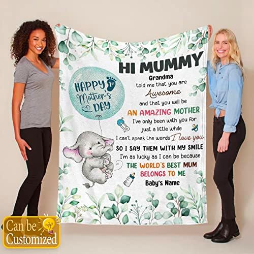 Personalizirana deka za mamu da bude od Baby Bump Obitelj Slatki slon Tropsko lišće baka mi je rekla da ste sjajni po mjeri Naziv Novi