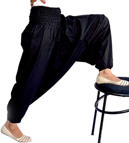 Ženske harem hlače za jogu | Boho Aladin Harem hlače | Udoban kombinezon labave vreće harem hlače kombinezon za žene i muškarce