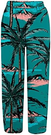 2023. Ljetne hlače Capri za žene lane labave fit elastični salon za struk, cvjetni print plaža široka noga za noge obrezane hlače