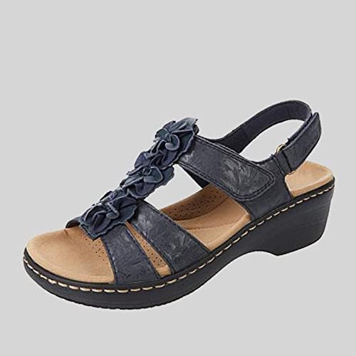 ZhishiliuMan ženske klinove sandale Ljetne klizanje sandale sa sandalama gležnjača otvoreni nožni prst plaža sandala Bohemija casual