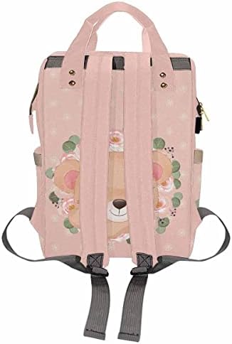 Losaron Personalizirani ružičasti cvjetovi i zeleni lišće ruksak vrećice pelena Dodajte ime za mamu i tatu prilagođenu torbu za majčinstvo