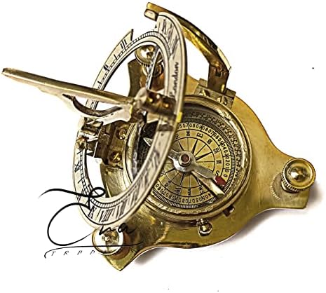 Antikni nautički mesingani kompas sa sunčanim ručno izrađenim zlatnim završnim obradom mesinga Sundial Navigacijski usmjereni alat