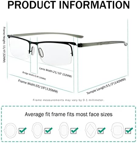 Eyekepper Uštedite 10% na paketima 5 pakiranja vintage naočala za čitanje za muškarce i 3 pakiranja Polu-RIM čitatelja crni +3,00