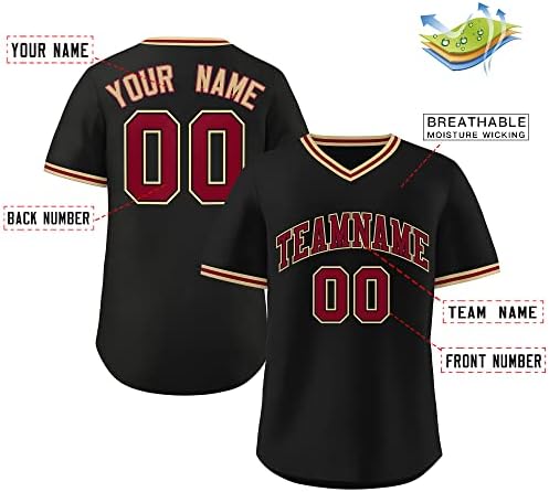 Prilagođena majica od bejzbolskog dresa s izrezom u obliku slova U i kratkim rukavima, personaliziranim imenom, brojem i logotipom