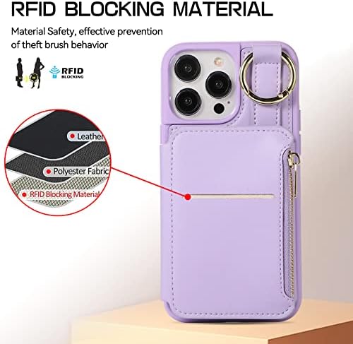 Torbica-novčanik Furiet za iPhone 12 Pro Max s kožnim zip-flip-munja, torbica-torbicu s ramenom remen i nositelj kreditne kartice,