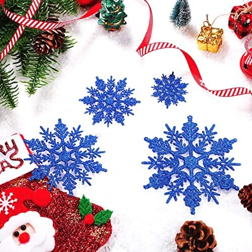 36 komada plastični božićni sjaj ukrasi snježne pahulje snježna pahuljica ukrasi za božićno drvce s 36 komada konopa za vjenčanje za