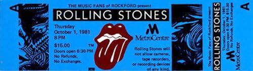 Rolling Stones 1981 Neiskorištena koncertna karta Metro Center Rockford
