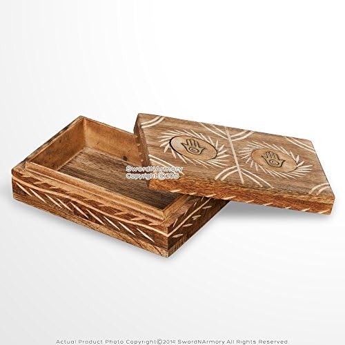 Srednjovjekovni zupčanici ručno izrađeni ukrasni drveni župani nakit kutija za trinktut prirodni završetak