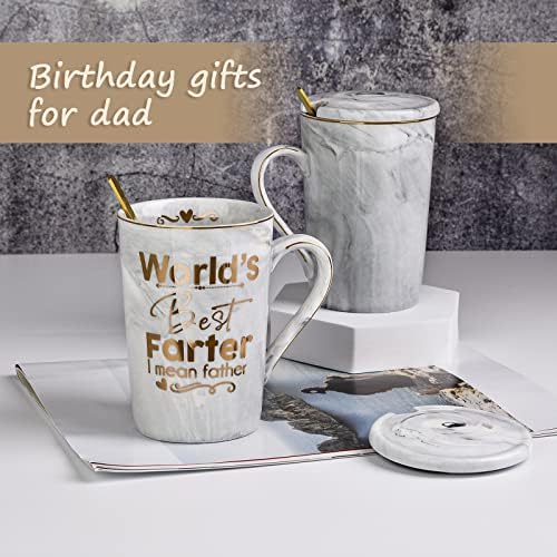Dvostruki Dan očeva Dan poklona za oca tata rođendanski pokloni za tatu od kćeri sina 14 oz keramičke šalice za kavu s zlatnim poklonima