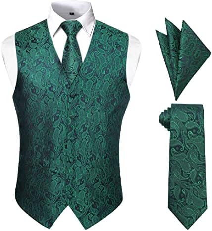 Uključi muški prsluk Set Classic 3PC Paisley prsluk i kravatski džep Square Formalna haljina za prsluk za odijelo ili tuxedo