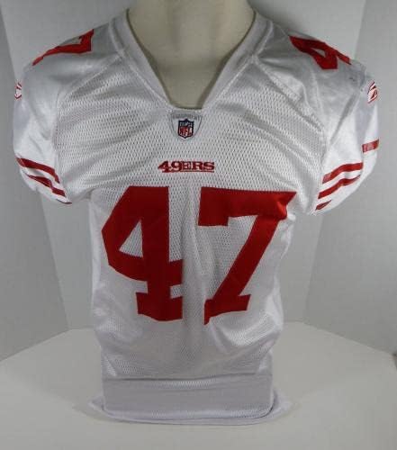 2010. San Francisco 49ers 47 Igra korištena White Jersey DP06189 - Nepotpisana NFL igra korištena dresova