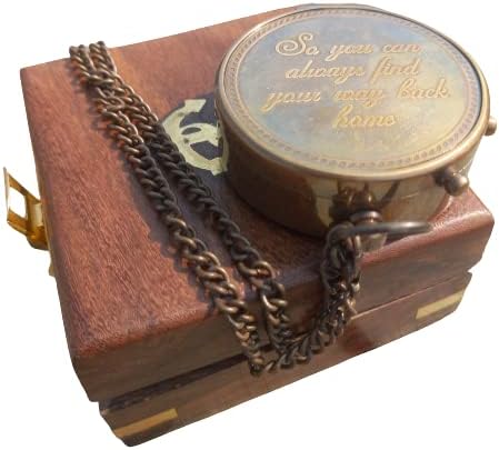 Dakle, uvijek možete pronaći svoj put natrag Antikni nautički mesingani ugravirani džepni kompas s kožnim kompasom kompasa s poznatim