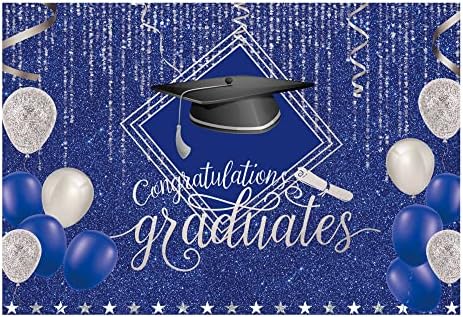 Pozadina za diplomski razred 2023. godine za fotografiranje tamnoplava i srebrna kapa prvostupnika balon pozdrav maturantima banner