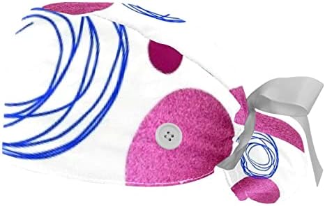 Radni šešir s gumbima i vrpcama za žene 2 pakiranja Petrokemijska mrlja od tinte Podesiva unisex kirurški kirur