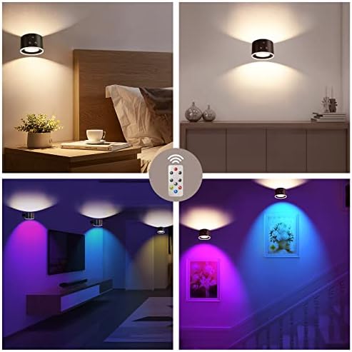 LED zidna svjetiljka na baterije, Zidna svjetla na baterije, pozadinsko osvjetljenje, 4 načina rada u boji, zatamnjenje, izmjenjivo