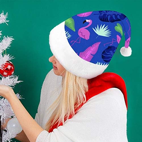 Božićni šešir Djeda Mraza, Božićni blagdanski šešir s tropskim biljkama Flamingo za odrasle, udobni Uniseks Božićni Šeširi za novogodišnji