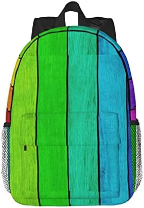 Koolr Rainbow Colod Wood Pozadina tiskani ruksak za muškarce žene vodootporna lagana 15 -inčna vrećica prijenosnog računala casual