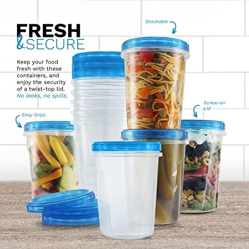 Spremnici za zamrzavanje hrane s vijčanim poklopcima [32 oz-10 pakiranja ] Plastične posude za juhu za višekratnu upotrebu s vijčanim