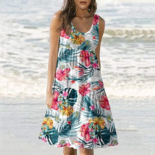 Bdporkas ženski ljetni cvjetni print midi haljina casual crewneck labave kože helly haljine