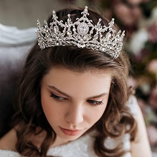 Vjenčana tijara i krune za žene, Princezina tijara, barokna Kraljičina kruna, pokrivala za glavu, Dodaci za kosu za Noć vještica, Vjenčanje,