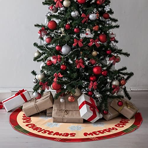 Božićna karirana božićno drvce suknja Sretan Božić 30 x30 baza stabla prostirka snježna pahuljica božićni ukrasi prostirka za blagdanske