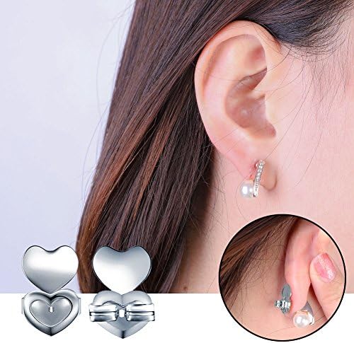 Podrška za naušnice za opuštene uši, 1 par podesivog dizača ušne školjke u obliku srca za naušnice u stražnjim leđima, prikladne za